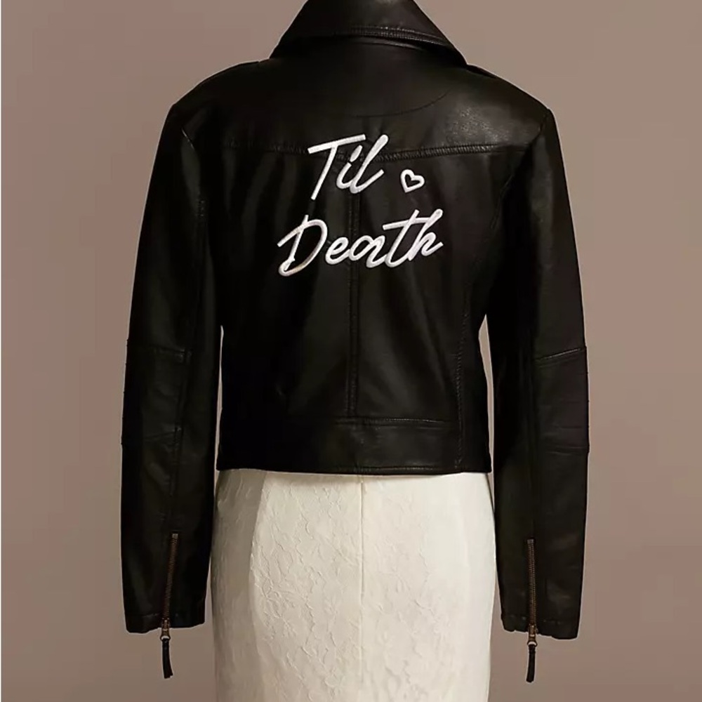 Black Leather Jacket with 'Til Death' Design